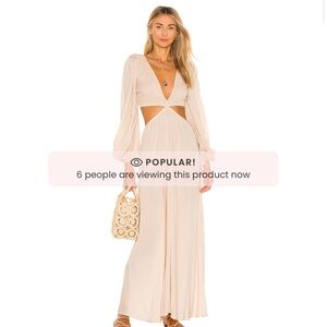 Julie Solid Ruched Bodice Cutaway Maxi Dress or Cream Swim Coverup